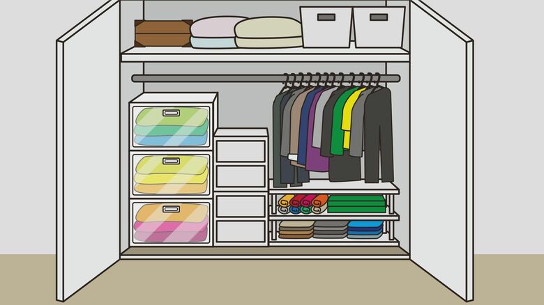 クローゼットはハンガーやオープンラックを使う