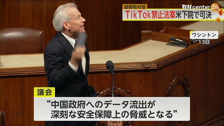 TikTok禁止法案について議論する議会の様子