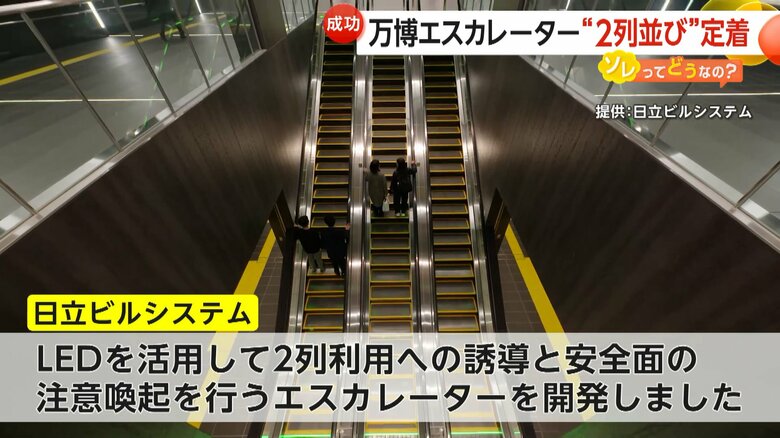 LEDライトを活用し、片側空けを防止する新しい機能を搭載したエスカレーター
