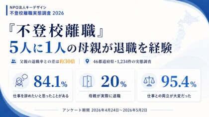 「不登校離職」5人に1人の母親が退職を経験。不登校はもう子どもだけの問題ではない。