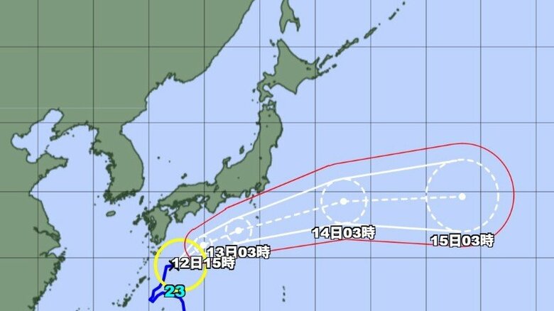 【台風情報】台風23号　今後の進路予想は　13日は伊豆諸島にかなり接近する見込み　厳重に警戒を　気象庁の発表（12日午前5時）｜FNNプライムオンライン