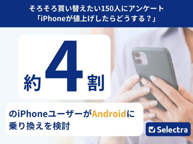 【セレクトラ独自調査】約4割が「iPhoneやめるかも」|迫り来るiPhoneの値上げでAndroidも視野に