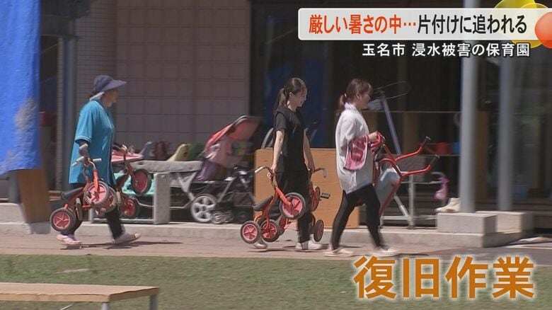 【記録的大雨】「暑さ対策しながら…」厳しい暑さの中での復旧作業　浸水や土石流被害が発生している熊本県内で復旧作業始まる｜FNNプライムオンライン