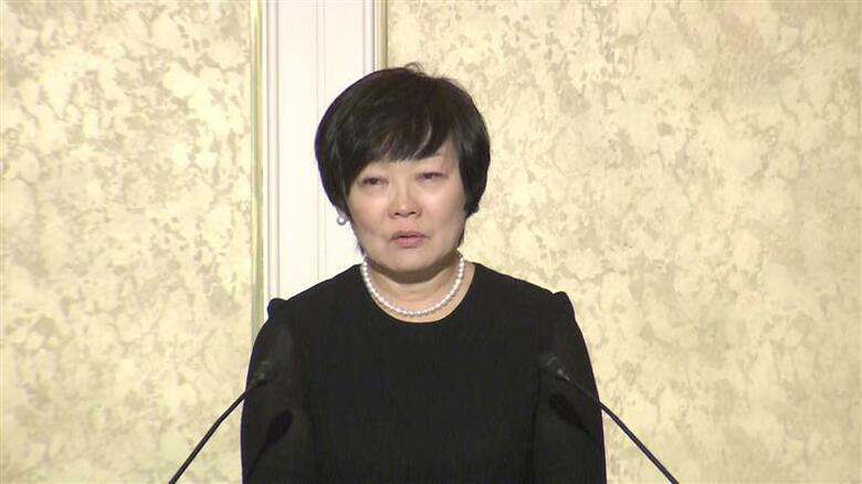 安倍元首相の追悼集会で涙ぐむ昭恵夫人（8日午後 都内）