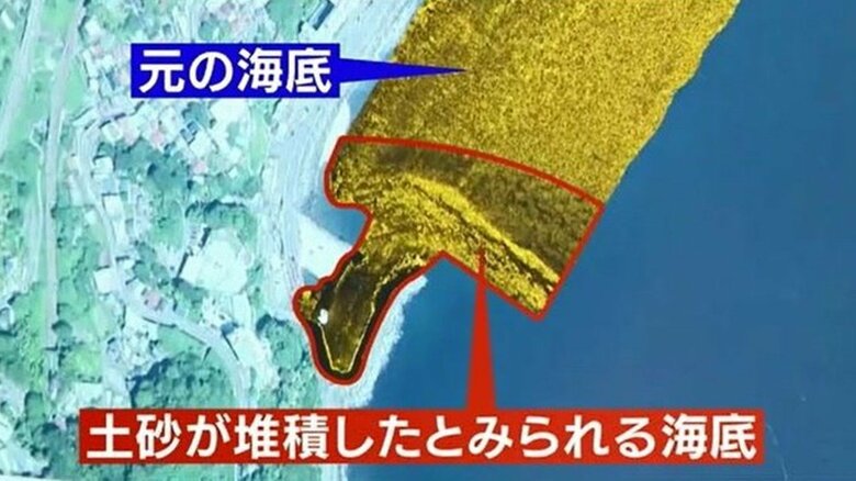 伊豆山港の海底調査　港周辺に土砂が堆積していた