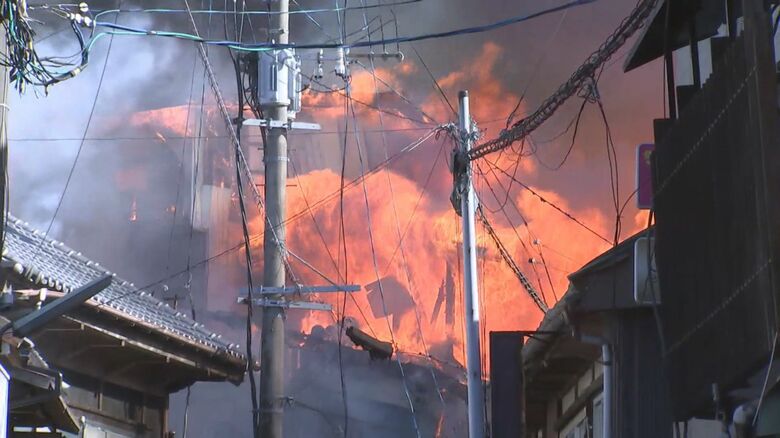 臼杵市中心部で発生した火事