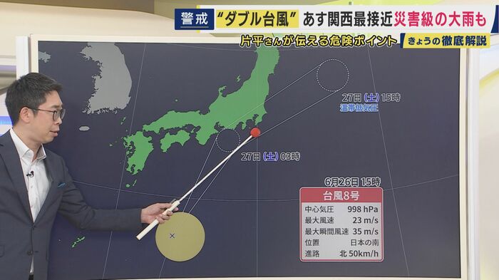 台風8号の予想進路図