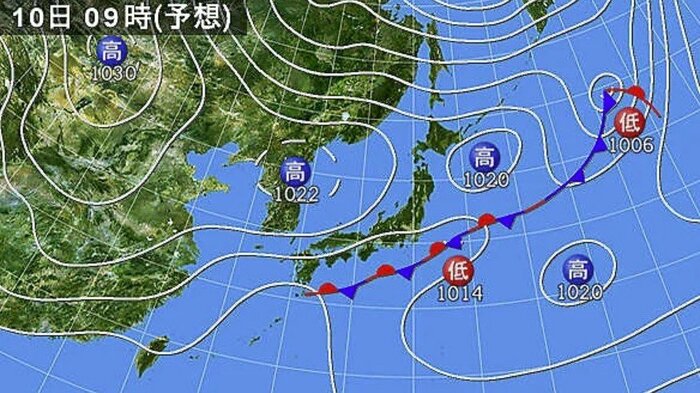 天気図　10日午前9時（予想）　日本気象協会より　