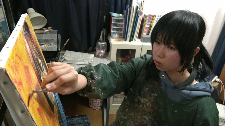 約1万点の頂点に　思春期真っただ中の自分描いた女子中学生「絵は自分の全て」揺れ動く心情を一枚の絵画に【秋田発】｜FNNプライムオンライン