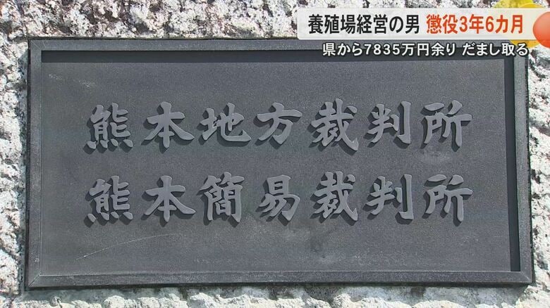 「犯行は巧妙で悪質」熊本県の補助金7835万円だまし取った罪の養殖場経営者に懲役3年6カ月の実刑判決　全額弁償が見込まれるも…｜FNNプライムオンライン