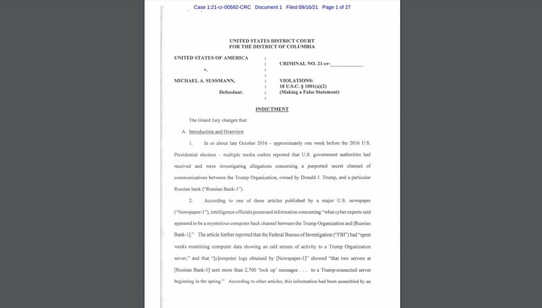 米司法省が公開した起訴状（米司法省HPより）