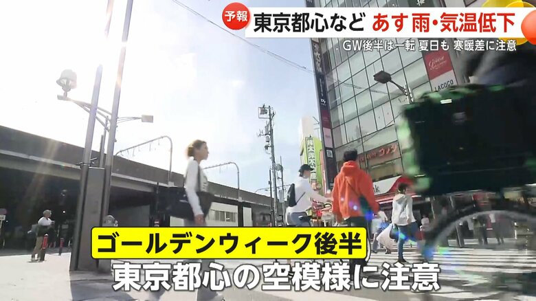 GW後半の空模様に、注意が必要な東京都心
