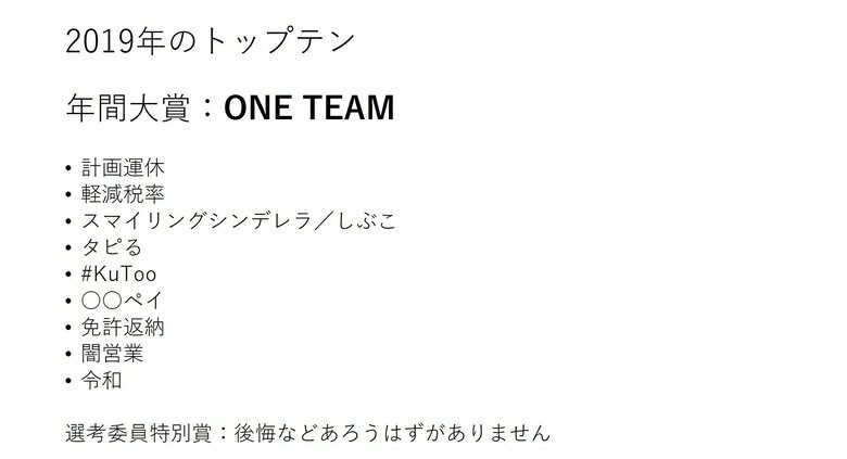 2019年のトップテン