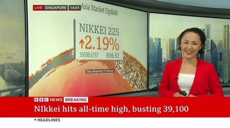 BBCシンガポール支局からニュースを伝える大井真理子さん