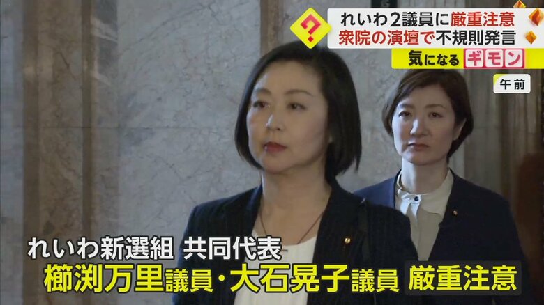 れいわ新選組で共同代表を務める櫛渕万里議員と大石晃子議員