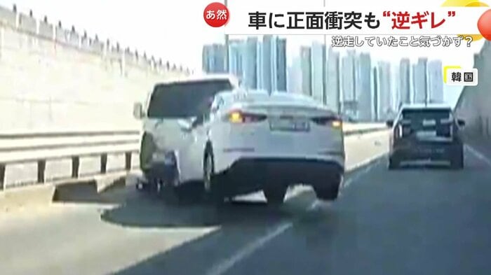 衝突した勢いで浮き上がる車体（提供：bobaedream）