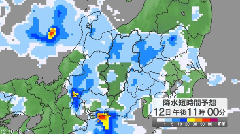 関東甲信地方では「警報級の大雨」の可能性　大気の状態が非常に不安定　12日昼過ぎから夜のはじめ頃にかけて激しい雨の降る所が｜FNNプライムオンライン