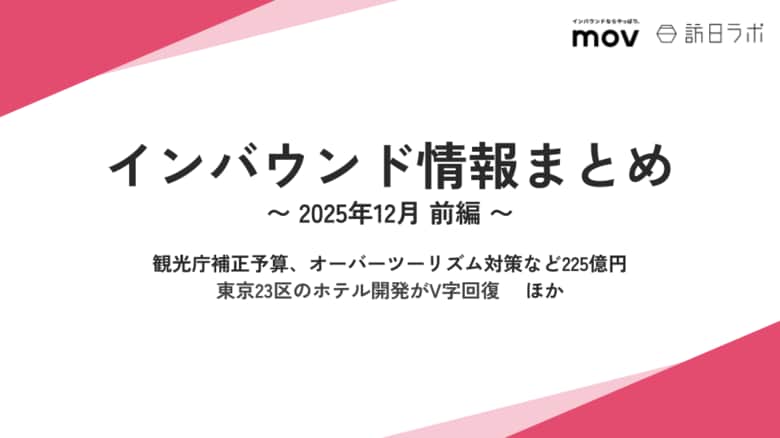 観光庁補正予算、オーバーツーリズム対策など225億円 ほか：観光・インバウンドの最新動向がわかる！インバウンド情報まとめ「2025年12月前編」を訪日ラボが公開