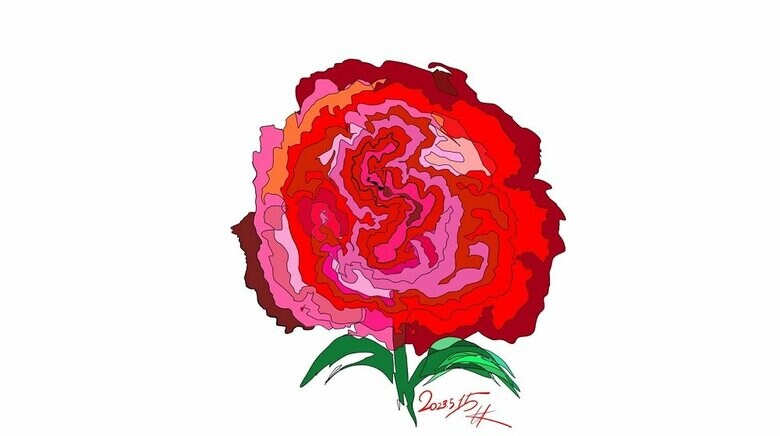 息子さんが母の日のプレゼントで描いた花