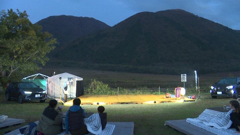 車の電力でライトアップ