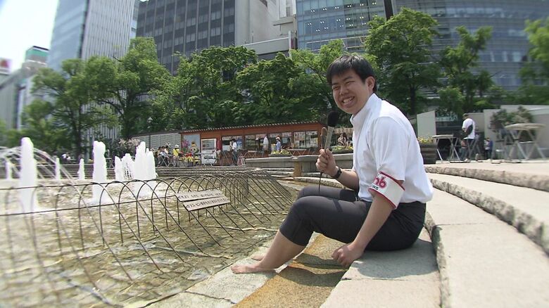 「噴水に入りたくなる暑さ」