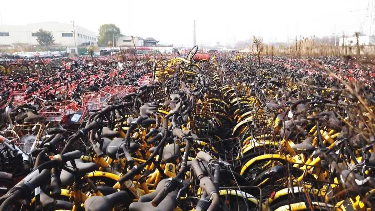 独自映像】中国シェアサイクルの「墓場」にあ然・・・失速するビジネス