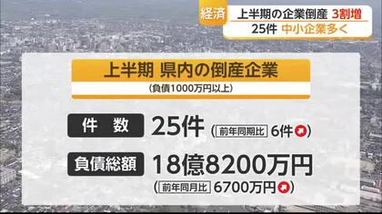 今年上半期の企業倒産25件　2年連続で前年上回る【佐賀県】
