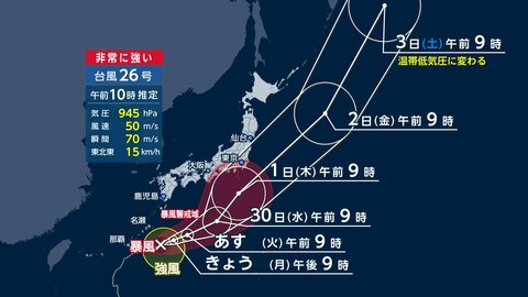 【台風情報】速さ“自転車並み”ノロノロ台風26号　影響長引く恐れ　「鞍部」で減速　秋雨前線による大雨に警戒