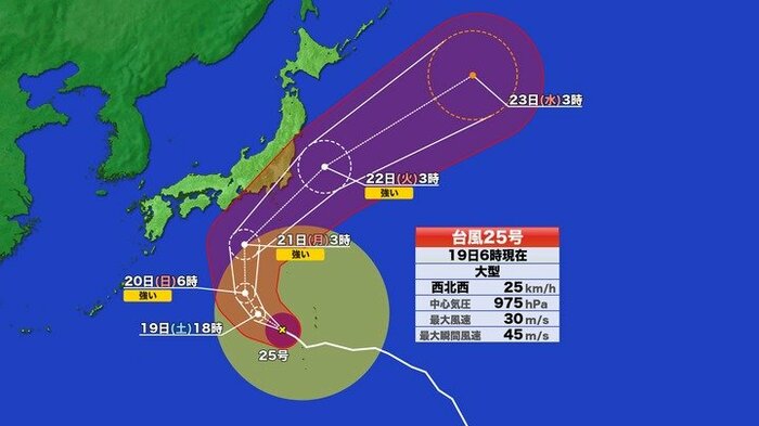 台風25号の進路予想図