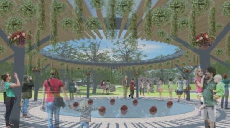 円形の水面に映る四季の花や緑…福岡市植物園に新スポット「エントランスガーデン」2026年3月に誕生　バラ中心の庭園も整備｜FNNプライムオンライン
