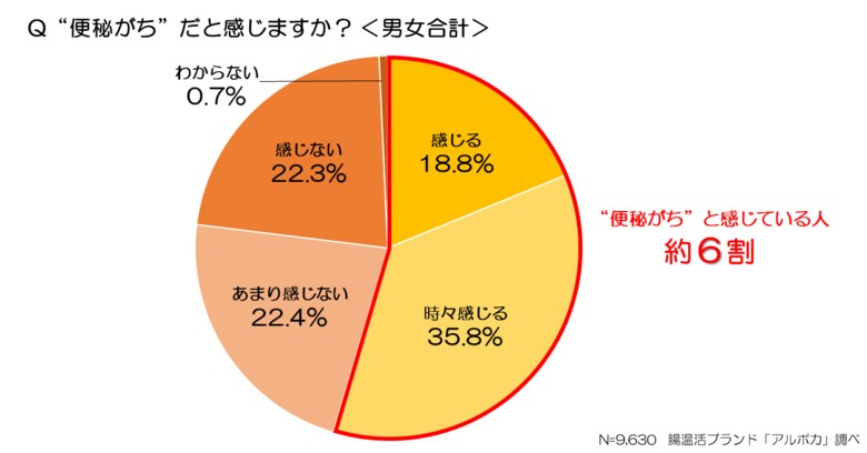日本人の約6割は便秘がち！「便秘とその解消方法」に関する調査