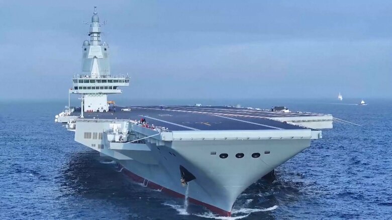 2024年5月に洋上航行試験を終えた中国空母「福建」（資料画像）