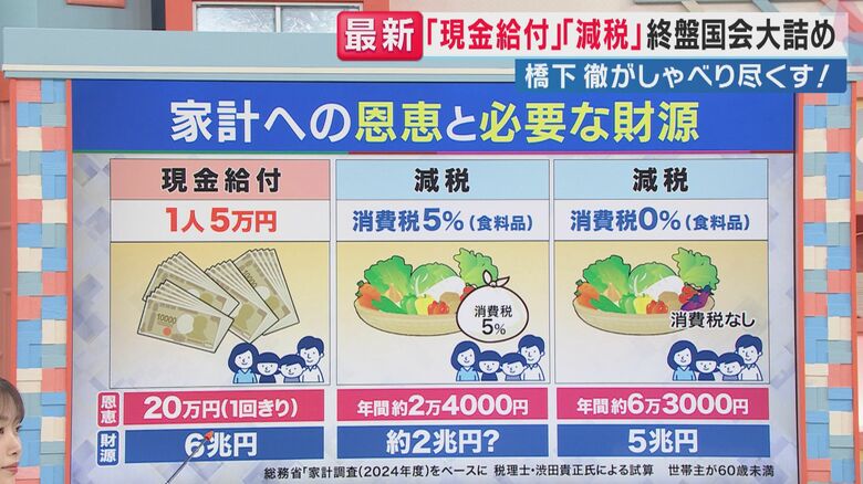家計への恩恵と必要な財源