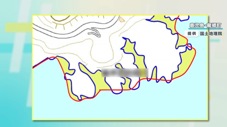 黄色の部分が、陸地→海に変わった