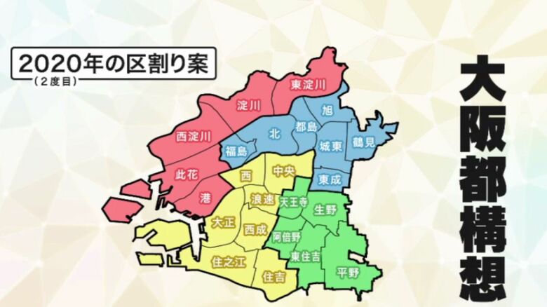 大阪都構想　2020年の区割り案