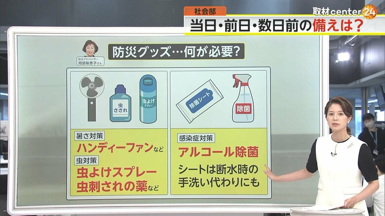 「ハンディーファン」や「虫よけスプレー」など夏に必要な防災グッズ