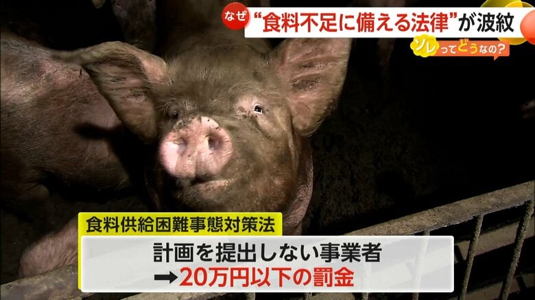計画を提出しない事業者には、20万円以下の罰金を科すとする「食料供給困難事態対策法」