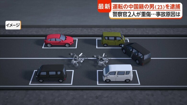 はずみで自転車に乗る警察官2人をはねた