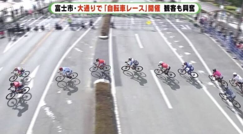 撤去工事後の自転車レース