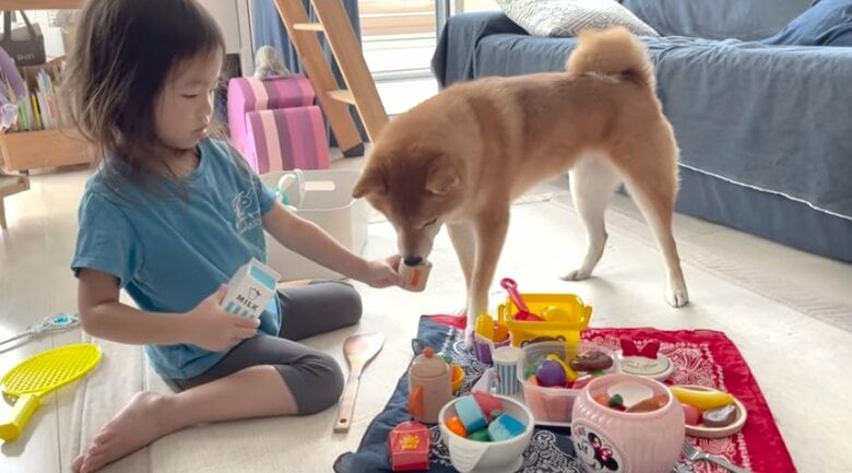 おままごとで遊ぶふたり