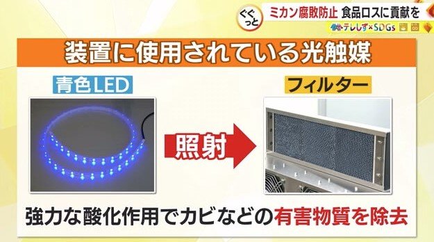 LEDで酸化作用を発生させ、空気中のカビを除去