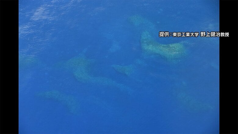 2018年に撮影された「噴火浅根」の様子。海の透明度が高いと上空からも見えるという