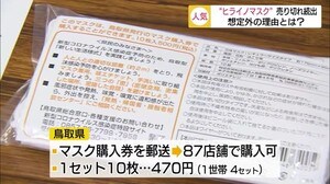 鳥取県が販売「ヒライノマスク」が人気 現在品薄も供給ペースを上げて対応(鳥取)