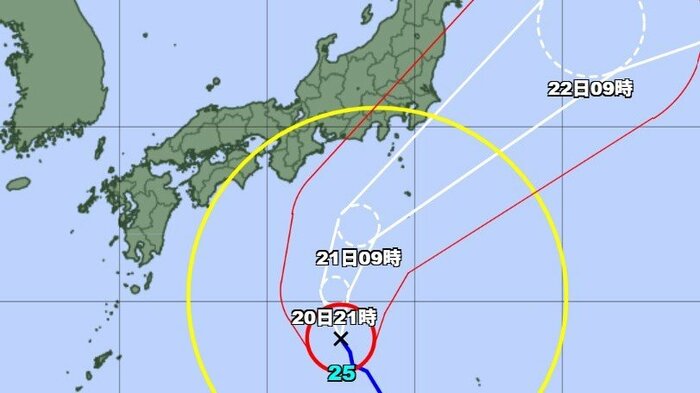 台風25号の進路予想図　気象庁HPより
