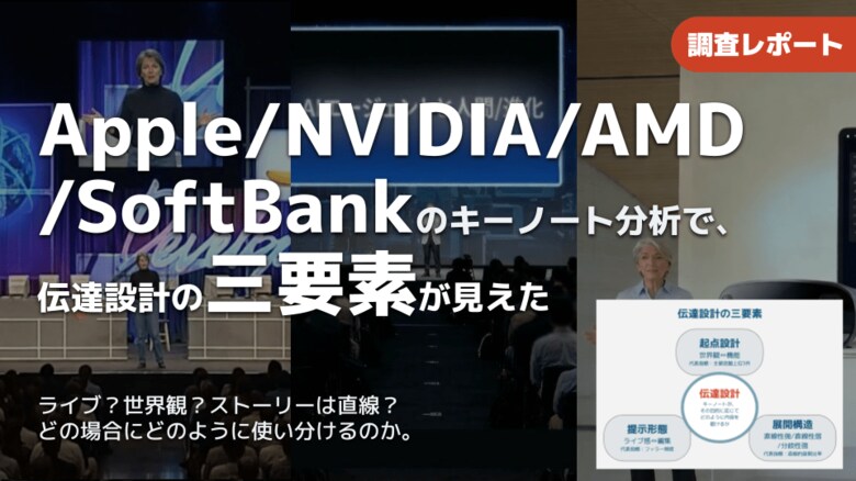 【調査報告】Apple, NVIDIA, AMD, SoftBankキーノートを分析したら伝達設計の三要素が見えてきた