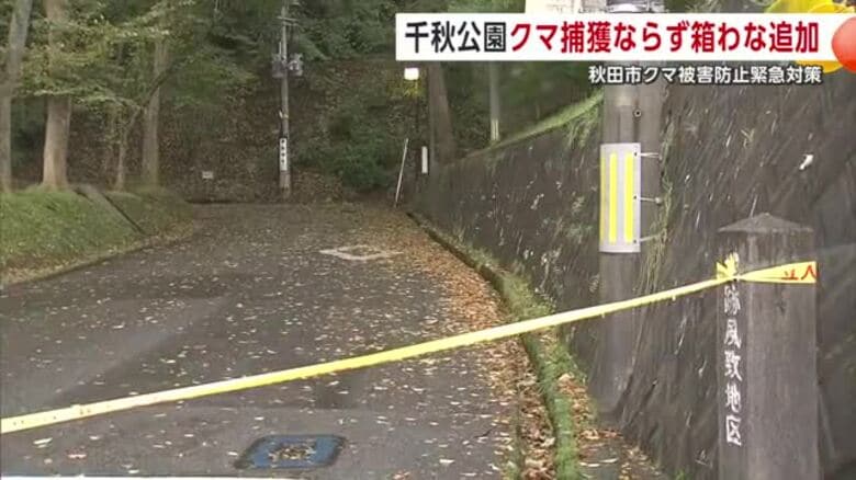 千秋公園のクマ、箱わな追加も捕獲ならず 秋田市がクマ被害防止の緊急対策を実施|FNNプライムオンライン