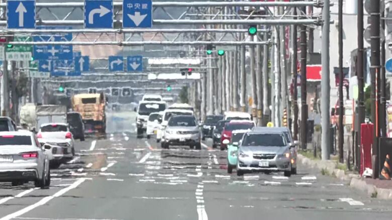 陽炎が揺れる北見市の市街地　7月25日