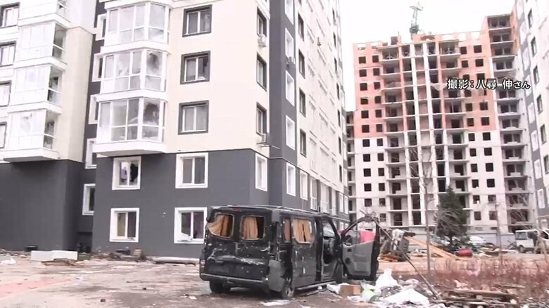 ロシア軍の攻撃を受けたブチャ市内の惨状　撮影：八尋伸さん