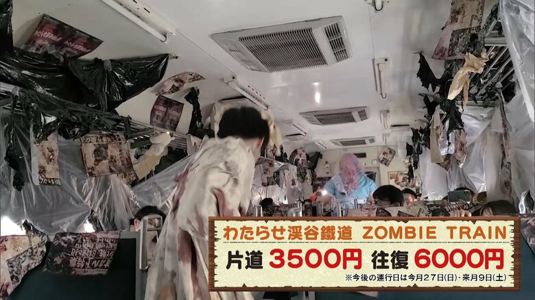 わたらせ渓谷鐵道「ZOMBIE TRAIN」片道3500円、往復6000円 ※今後の運行日は8月27日（日）、9月9日（土）