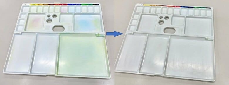 左：消しゴム使用前　右：消しゴム使用後（提供：サクラクレパス）